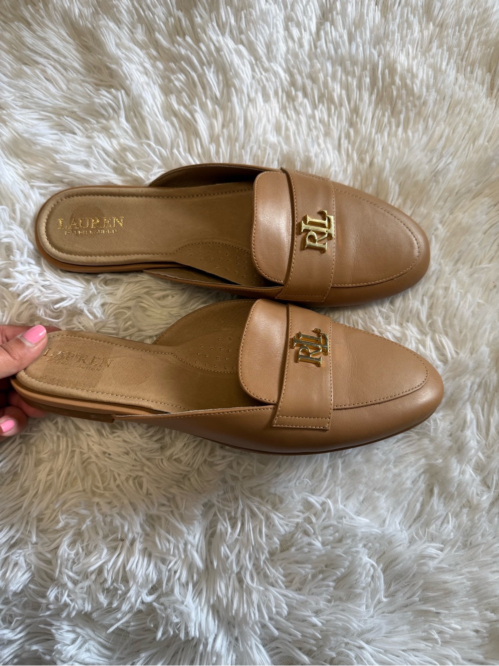 Lauren Ralph Lauren Tan Backless Loafer Mules